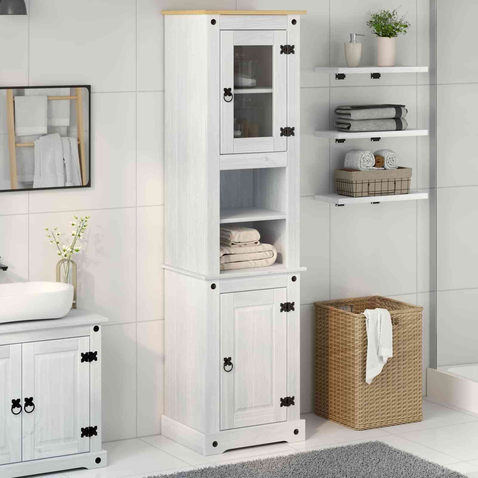 vidaXL vidaXL Szafka Łazienkowa Biały 50 x 40 x 185 cm Lite drewno sosnowe