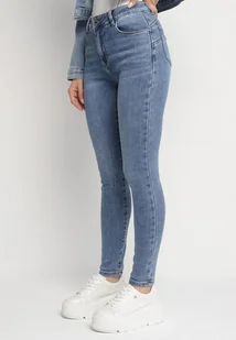 Jasnoniebieskie Jeansy z Bawełną i Efektem Push Up o Dopasowanym Kroju Flortebia - Spodnie damskie - miniaturka - grafika 1