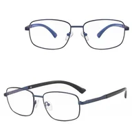 Okulary korekcyjne, oprawki, szkła - Metalowe okulary zerówki z filtrem Blue Light do komputera 25154E Granatowe + akcesoria - miniaturka - grafika 1