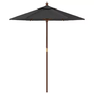 Parasol ogrodowy na drewnianym słupku, czarny, 196x231 cm Lumarko - Parasole ogrodowe - miniaturka - grafika 3