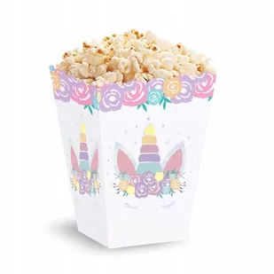 Pudełko Na Popcorn Jednorożec Urodziny 6Szt - Miseczki i talerzyki dla dzieci - miniaturka - grafika 1