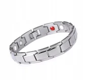 Bransolety męskie - Srebrna Męska Bransoletka Magnetyczna ze Stali PUNK Gothic - miniaturka - grafika 1