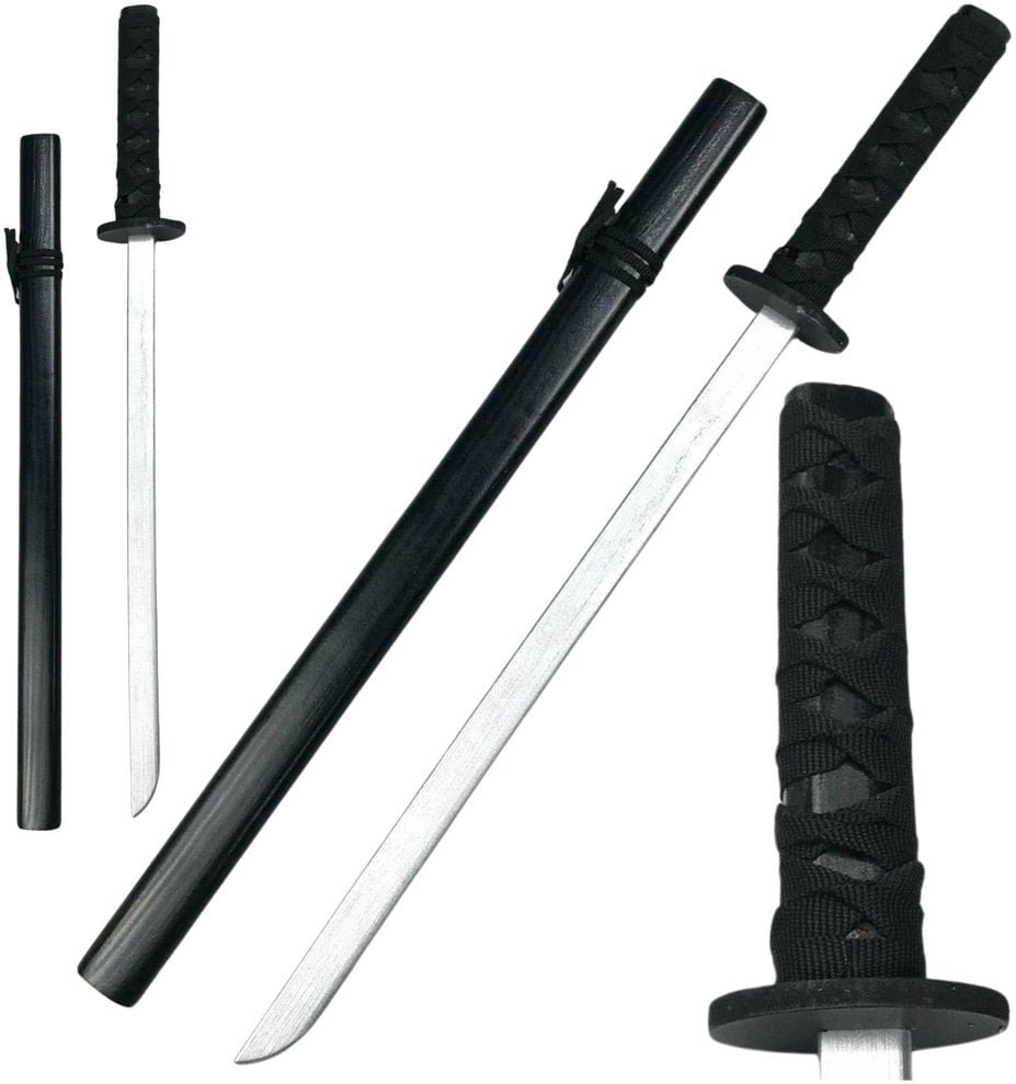 Drewniana Katana Miecz Do Zabawy Treningu Rekwizyt Czarny 70cm