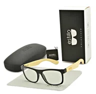 Okulary korekcyjne, oprawki, szkła - Drewniane okulary NERD z filtrem BLUE LIGHT korekcyjne do komputera EST-113K-1 - miniaturka - grafika 1