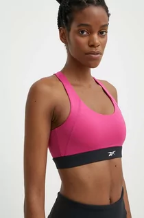 Bielizna sportowa damska - Reebok biustonosz sportowy Identity Training kolor różowy wzorzysty 100076233 - grafika 1