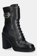 Botki damskie - Love Moschino botki skórzane damskie kolor czarny na słupku JA2435AG0NIA0000 - miniaturka - grafika 1