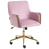 Fotele i krzesła biurowe - Beliani Krzesło obrotowe ALTONA Welur Pastelowy róż - miniaturka - grafika 1