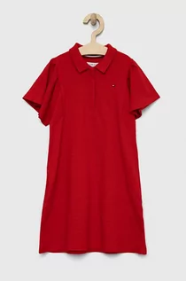 Sukienki i spódniczki dla dziewczynek - Tommy Hilfiger sukienka dziecięca kolor czerwony mini prosta - grafika 1