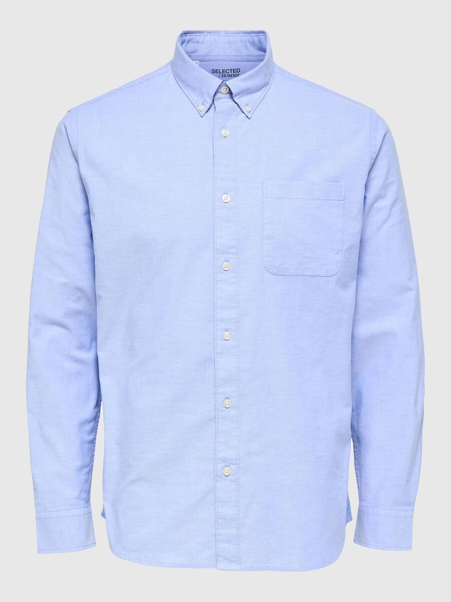 Camicia Oxford Uomo Selected Oxford Basic Celeste