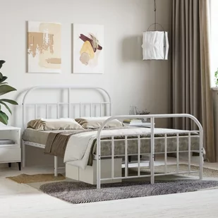 vidaXL Metalowa rama łóżka z wezgłowiem i zanóżkiem, biała, 120x190 cm - Inne meble do sypialni vidaXL Metalowa rama łóżka z wezgłowiem i zanóżkiem, biała, 120x190 cm - Inne meble do sypialni - miniaturka - grafika 1
