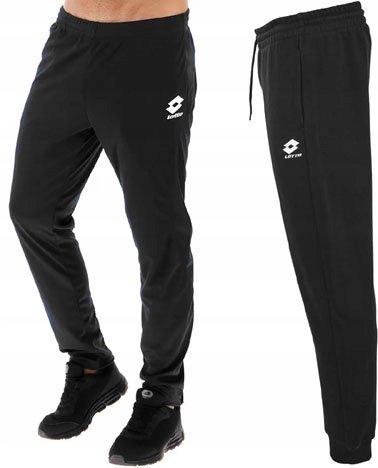 SPODNIE MĘSKIE DRESY LOTTO BAWEŁNIANE CZARNE BAWEŁNA ROZMIAR L