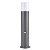 Lampy ogrodowe - Polux Słupek ogrodowy z czujnikiem ruchu i zmierzchu 44cm 1X12W E27 DALLAS grafit IP44 SANICO 316004 - miniaturka - grafika 1
