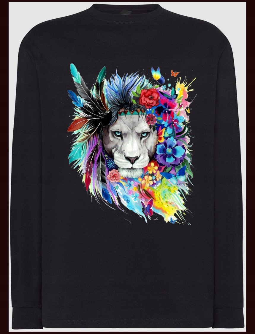 Longsleeve Męski Lew Kolorowy Modny Rozm.L