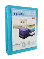 Prześcieradła - PRZEŚCIERADŁO Z GUMKĄ JERSEY BAWEŁNA PREMIUM TURKUS 90x180 - miniaturka - grafika 1