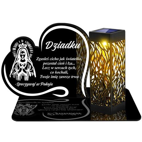 Znicz Solarny Led Wieczny Podstawka Na Cmentarz Grób Lampka Napis Serce 3d Dla Dziadka