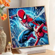 Rękodzieło - TEMU Zestaw do Malowania Diamentami 5D, 1 szt., Marvel, -Man, Okrągłe Diamenty DIY, Kreskówkowa Tematyka na Płótnie, Dekoracja Ścian Domu dla - miniaturka - grafika 1