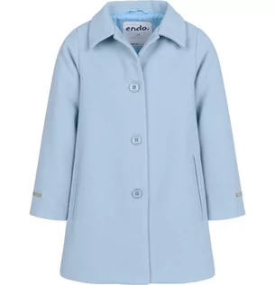 Kurtki i płaszcze dla dziewczynek - Elegancki płaszcz flauszowy dla dziewczynki, niebieski, 3-8 lat - grafika 1