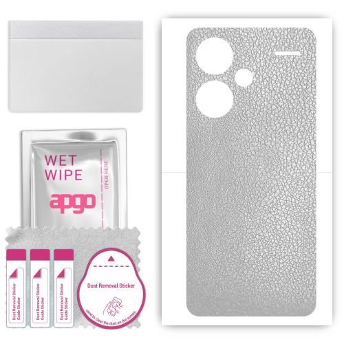folia naklejka skórka strukturalna na TYŁ do Xiaomi Redmi Note 13 Pro+ Plus - Skóra Srebrna - apgo SKINS