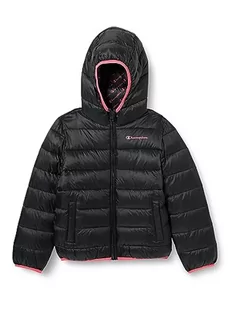 Champion Legacy Outdoor K-Light WR Hooded Dla dzieci i młodzieży kurtka, Nero/Rosa, 7-8 lat - Kurtki i płaszcze dla dziewczynek - miniaturka - grafika 1