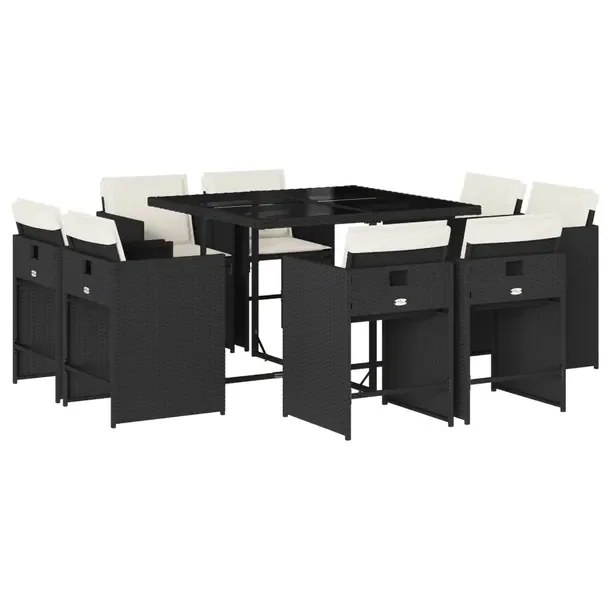 Zestaw mebli ogrodowych 110 x 106 x 73 cm, rattan PE, czarny, kremowe podus