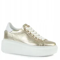 Sneakersy damskie - Carinii buty damskie sneakersy złote B9076-180 skóra sportowe r.39 - miniaturka - grafika 1