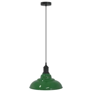 vidaXL Lampa wisząca z regulacją wysokości E27 połysk zielony metal - Lampy ogrodowe - miniaturka - grafika 1