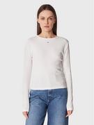 Bluzki damskie - Tommy Jeans Bluzka Essential DW0DW14277 Biały Slim Fit - miniaturka - grafika 1