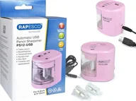 Temperówki - Temperówka elektryczna USB Rapesco na 2 grubości pudrowy róż - miniaturka - grafika 1