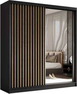AGMAT szafa z drzwiami przesuwnymi Nevada, szafa z lustrem i 2 drzwiami, nowoczesna szafa w kolorze: czarny, szafa w rozmiarze: 200 x 216 x 61 cm - Szafy AGMAT szafa z drzwiami przesuwnymi Nevada, szafa z lustrem i 2 drzwiami, nowoczesna szafa w kolorze: czarny, szafa w rozmiarze: 200 x 216 x 61 cm - Szafy - miniaturka - grafika 1