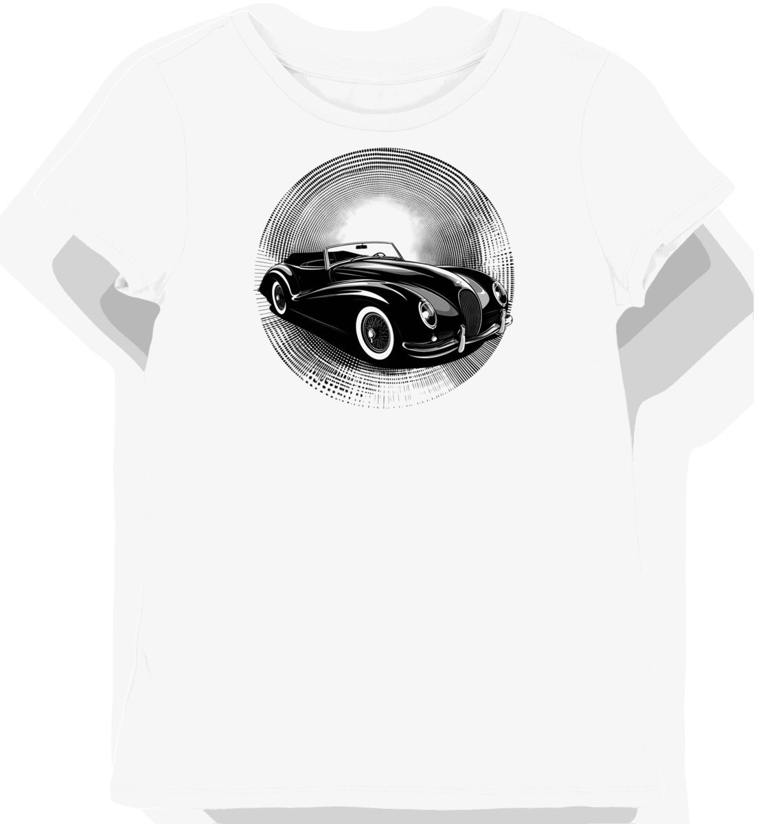 Koszulka damska biała z motywem eleganckiego kabrioletu XL