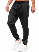Spodnie sportowe męskie - Czarne spodnie męskie joggery dresowe Denley JX6105 - miniaturka - grafika 1