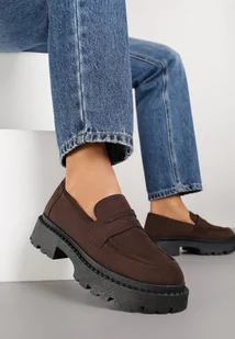 Brązowe Casualowe Mokasyny Vices na Grubej Podeszwie Viara - Mokasyny damskie - miniaturka - grafika 1