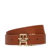 Paski - Pasek Damski Tommy Hilfiger Th Logo 3.0 Rev Mono AW0AW18019 Brązowy - miniaturka - grafika 1