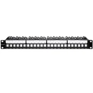 Pozostałe akcesoria sieciowe - Qoltec Solidny stalowy Patch panel do szaf RACK 19'' 24 porty 1U UTP Czarny - miniaturka - grafika 1
