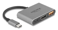 Adaptery i przejściówki - DeLOCK 61071 adapter kablowy 0,1 m USB Type-C USB Type-C + USB Type-A + HDMI Szary 61071 - miniaturka - grafika 1