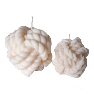 ŚWIECA SOJOWA DEKORACYJNA MOTEK WEŁNY SZNUREK KŁĘBEK ZESTAW 2SZT - Świece - miniaturka - grafika 1