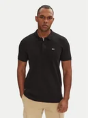 Koszulki męskie - Tommy Jeans Polo DM0DM20676 Czarny Slim Fit - miniaturka - grafika 1