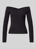 Bluzki damskie - Bluzka z długim rękawem o kroju slim fit z mieszanki wiskozy - miniaturka - grafika 1