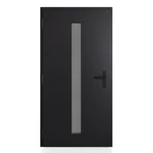 Drzwi zewnętrzne - Drzwi zewnętrzne stalowe wejściowe Novia Black przeszklone szyba szara 90 lewe Wiśniowski - miniaturka - grafika 1