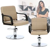 Fotele fryzjerskie - Fotel fryzjerski Luke hydrauliczny obrotowy do salonu fryzjerskiego podnóżek chromowany krzesło fryzjerskie - miniaturka - grafika 1