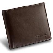 Portfele - Brązowy portfel męski skórzany cienki - mały - RFID - brązowy - miniaturka - grafika 1