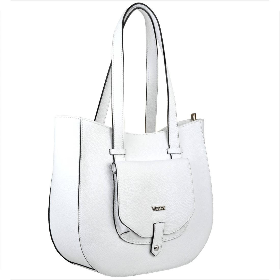VEZZE skórzana torebka shopper włoska biała