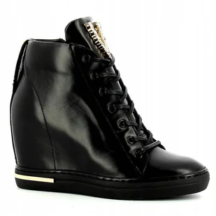 Czarne sneakersy Carinii B8177-E50 skóra modne koturn r.38 - Botki damskie - miniaturka - grafika 1