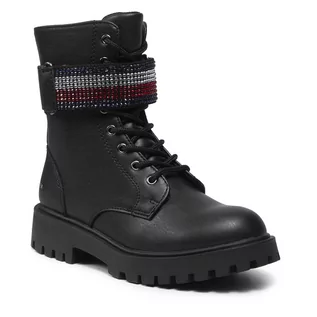 Botki damskie - Tommy Hilfiger Trapery Lace-Up Bootie T3A5-31196-1222 M Black 999 - grafika 1