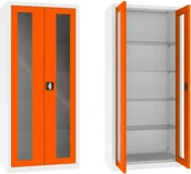 Meble i wyposażenie gabinetów medycznych - NSML.112.9010.2004 szafa lekarska 2-skrzydłowa 1-komorowa biało-pomarańczowa - miniaturka - grafika 1