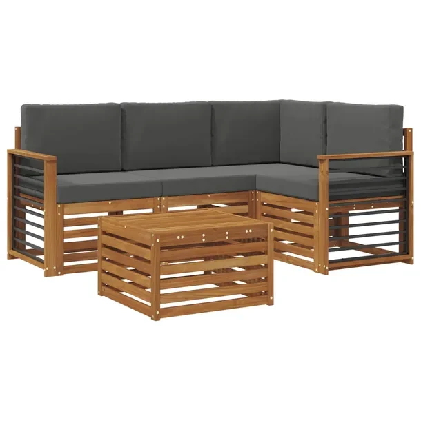 Zestaw sof ogrodowych z drewna akacjowego - modułowy, nowoczesny design na