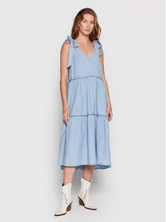 Sukienki - Replay Sukienka jeansowa W9722A.000.230 Niebieski Regular Fit - grafika 1