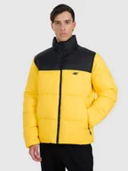Kurtki męskie - 4F Kurtka puchowa z wypełnieniem syntetycznym męska - żółta L - miniaturka - grafika 1