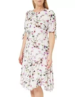 Sukienki - Gina Bacconi Damska sukienka z kwiatowym nadrukiem Ditsy węzeł na rękawie koktajl, biały/różowy, 10, Biały/Różowy, 36 - miniaturka - grafika 1