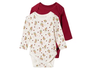 lupilu® Body niemowlęce z bawełny organicznej, 2 sztuki (62-68, Wzorzysty biały/czerwony) - Body dla niemowląt - miniaturka - grafika 1